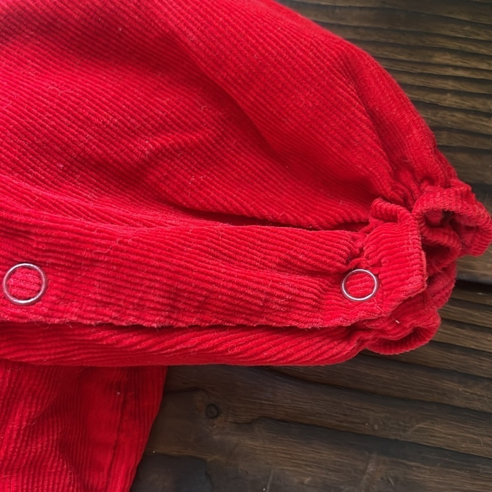 Vintage red corduroy embroidered bunny baby Overalls - Picture 6 of 6
